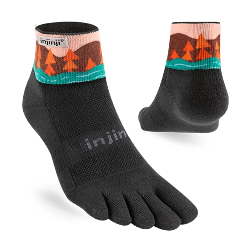 Injinji Artist Designed Trail MW Men's Mini Crew Running Sock in Stream-1